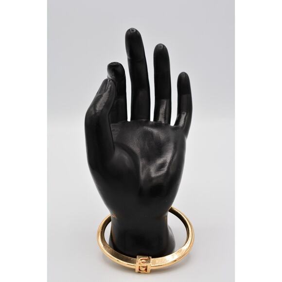 Hinged Bangle Bracelet Shiny Rhinestone Crystal Sparkling Gold Tone Bin8 - Picture 8 of 12